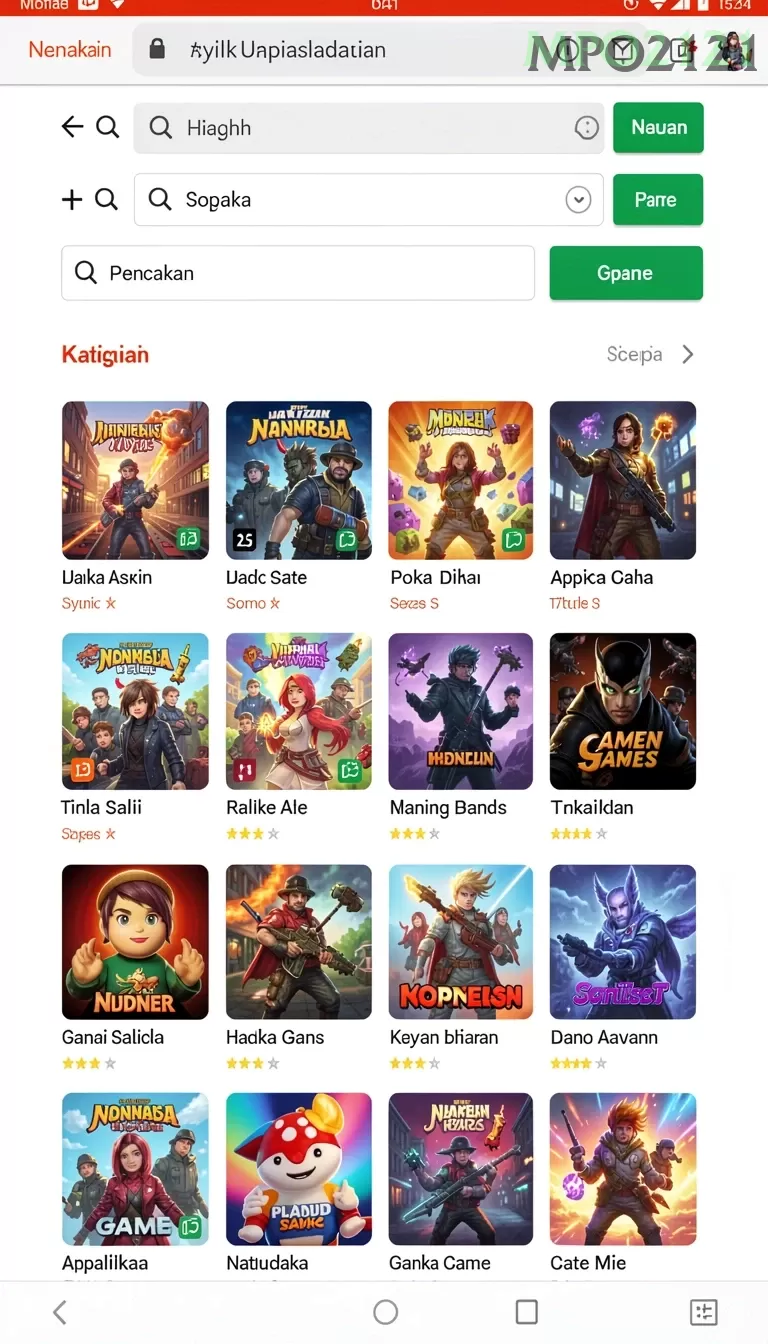 Cuplikan layar IDA777 — menu navigasi